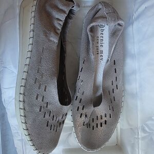 bernie mev. taupe slip-on perforated suede flats